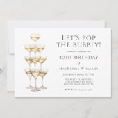 Champagne Tower Elegant 40e verjaardagsfeest Kaart (Voorkant)