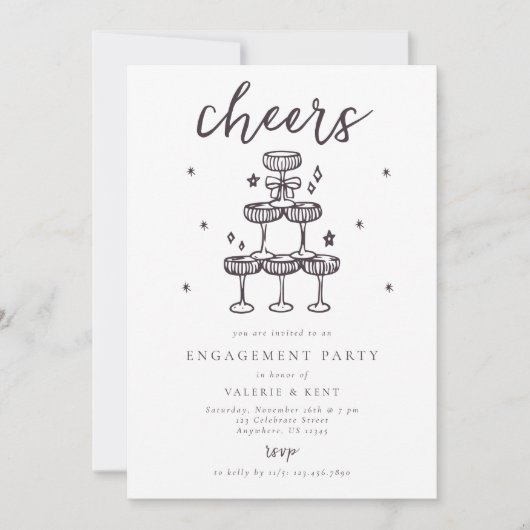 Champagne Tower Engagement Party  Kaart (Voorkant)