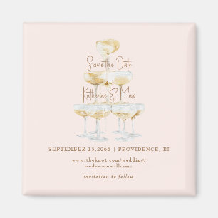 Champagne Tower Gold Tekst Bruiloft Save the Date Magneet