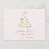 Champagne Tower Gold Text Blush Engagement Party Briefkaart (Voorkant)