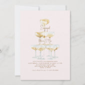 Champagne Tower Gold Text Blush Engagement Party Kaart (Voorkant)
