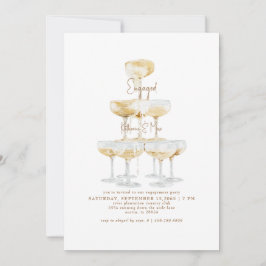 Champagne Tower Gold Text Engagement II Kaart