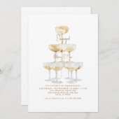 Champagne Tower Gold Text Engagement II Kaart (Voorkant / Achterkant)