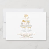 Champagne Tower Gold Text Engagement Kaart (Voorkant)