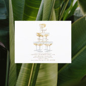 Champagne Tower Gold Text White Engagement Briefkaart