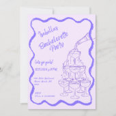 Champagne Tower Hand getrokken vrijgezellenfeest Kaart (Voorkant)