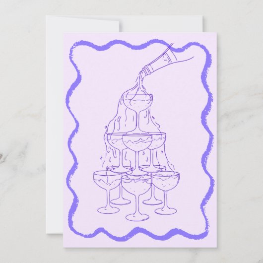 Champagne Tower Hand getrokken vrijgezellenfeest Kaart (Achterkant)