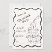 Champagne Tower Hand getrokken vrijgezellenfeest Kaart (Voorkant)