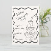 Champagne Tower Hand getrokken vrijgezellenfeest Kaart (Staand voorkant)