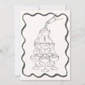Champagne Tower Hand getrokken vrijgezellenfeest Kaart (Achterkant)