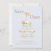 Champagne Tower Icy Blue Foto de datum opslaan Save The Date (Voorkant)