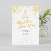 Champagne Tower New Years Eve Dinner Cocktail Bash Folie Uitnodiging (Staand Voorkant)