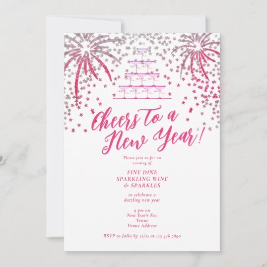 Champagne Tower New Years Eve Dinner Cocktail Bash Kaart (Voorkant)