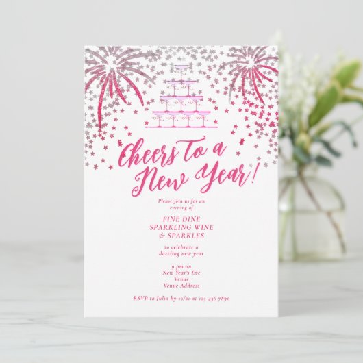 Champagne Tower New Years Eve Dinner Cocktail Bash Kaart (Staand voorkant)