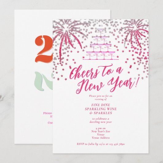 Champagne Tower New Years Eve Dinner Cocktail Bash Kaart (Voorkant / Achterkant)