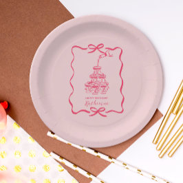 Champagne Tower Pink Hand Drawn Birthday Party Papieren Bordje
