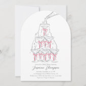 Champagne Tower Roze Coquette Bow Vrijgezellenfees Kaart (Voorkant)