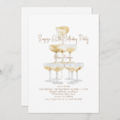 Champagne Tower Surprise 60th Birthday Party Kaart (Voorkant / Achterkant)