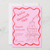 Champagne Tower Wavy Hand getrokken vrijgezellenfe Kaart (Voorkant)