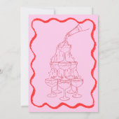 Champagne Tower Wavy Hand getrokken vrijgezellenfe Kaart (Achterkant)