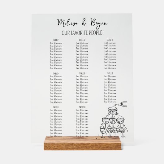 Champagne Tower Wedding seating small Acryl Bord (Voorkant)