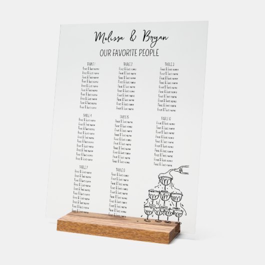 Champagne Tower Wedding seating small Acryl Bord (Hoek)