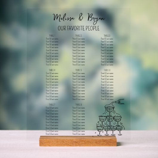 Champagne Tower Wedding seating small Acryl Bord (Neutraal)