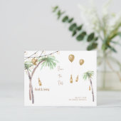 Champagne Tropical Wedding Save the Date Briefkaar Briefkaart (Staand voorkant)