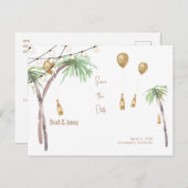Champagne Tropical Wedding Save the Date Briefkaar Briefkaart (Voorkant / Achterkant)