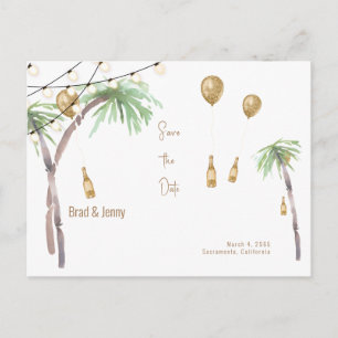 Champagne Tropical Wedding Save the Date Briefkaar Briefkaart
