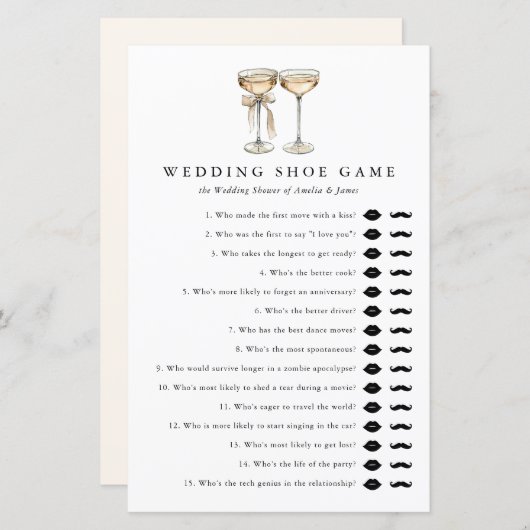 Champagne Trouwschoen Spel Vrijgezellenfeest Sjabl (Voorkant / Achterkant)