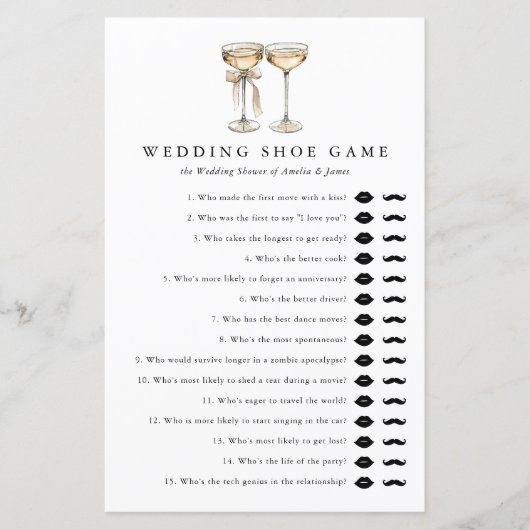 Champagne Trouwschoen Spel Vrijgezellenfeest Sjabl (Voorkant)