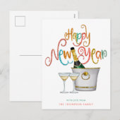 Champagne Turquoise Koraal Goud Glitters Gelukkig  Feestdagenkaart (Voorkant / Achterkant)