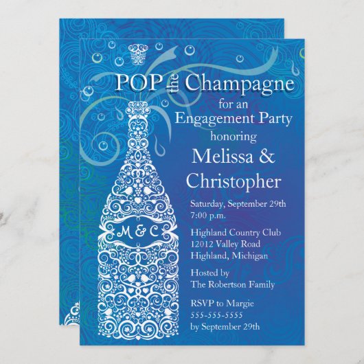 Champagne Uitnodiging (Voorkant / Achterkant)