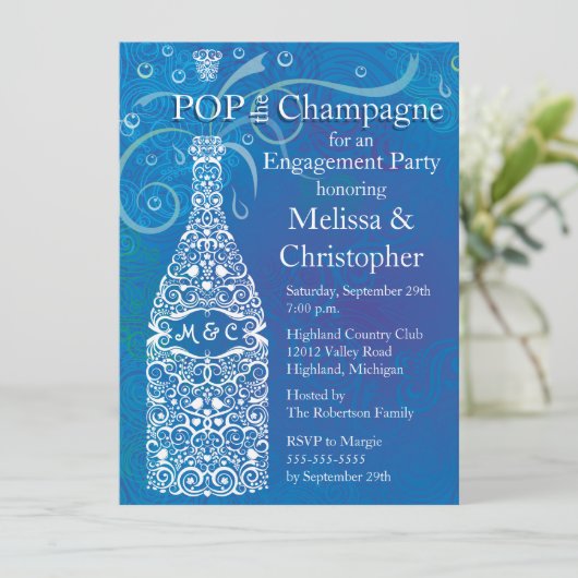 Champagne Uitnodiging (Staand voorkant)