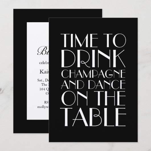 Champagne-uitnodiging van 1920 kaart (Voorkant / Achterkant)