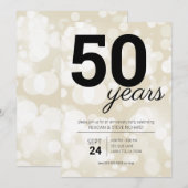 Champagne uitnodigingen voor 50-jarig jubileumfees (Voorkant / Achterkant)