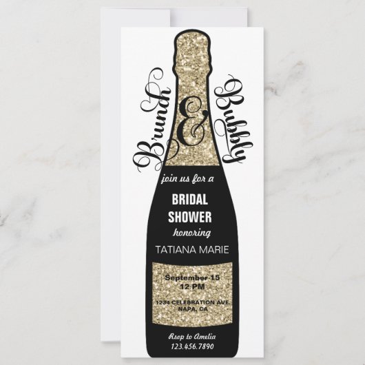 Champagne-uitnodigingen | Vrijgezellenfeest Brunch Kaart (Voorkant)