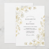 Champagne Vergulde Blad Bruiloft Kaart (Voorkant / Achterkant)