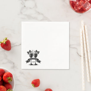 Champagne Verjaardag Bow Initialen Servet