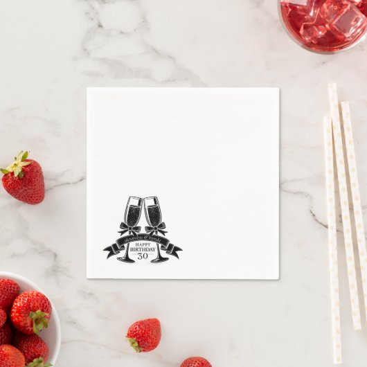 Champagne Verjaardag Bow Servet (Insitu)