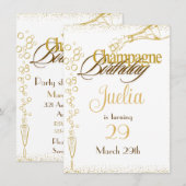 Champagne verjaardag kaart (Voorkant / Achterkant)