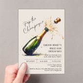 Champagne Verjaardagsfeest Acryl Uitnodigingen (Insitu (Draagbaar))