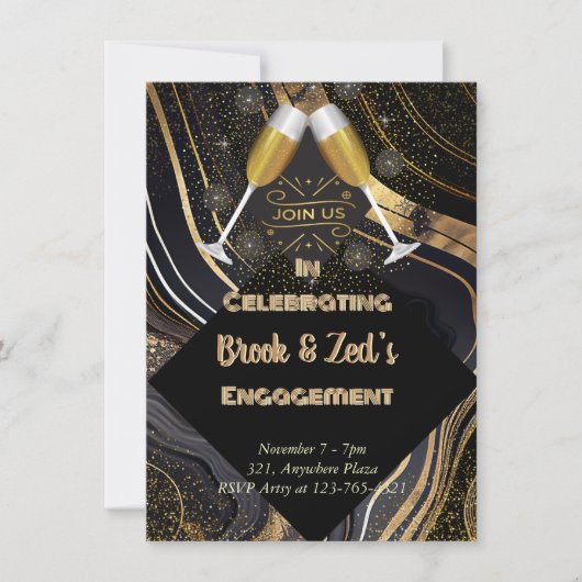 Champagne Verloving Feest Aankondiging (Voorkant)