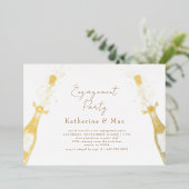 Champagne verlovingsfeest folie uitnodiging (Staand Voorkant)