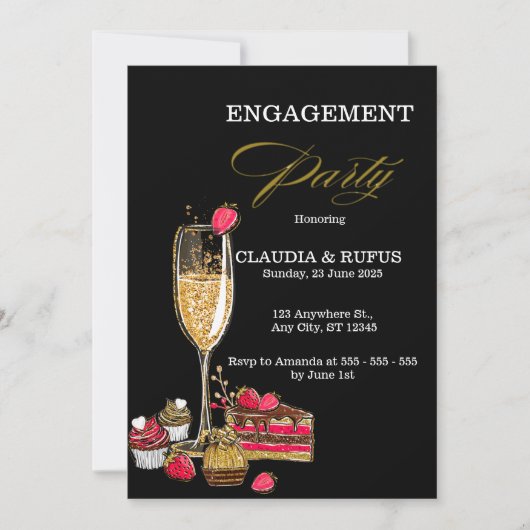 Champagne verlovingsfeest uitnodiging (Voorkant)