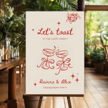 Champagne verlovingsfeest welkomstbord met de hand