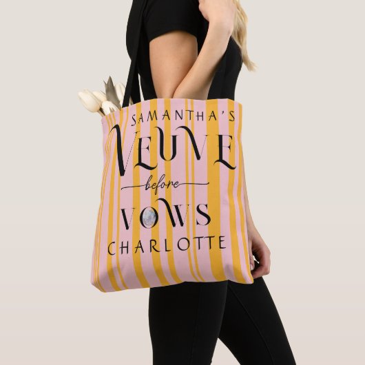 Champagne Veuve voor geloften Bachelorette Party Tote Bag (Dichtbij)