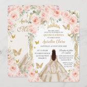 Champagne Vintage Goud Roze Quinceañera Kaart (Voorkant / Achterkant)