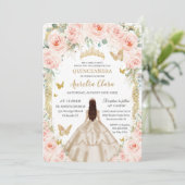 Champagne Vintage Goud Roze Quinceañera Kaart (Staand voorkant)